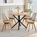 Essgroep - Table à manger en bois de bovin, 100 cm de large, avec 4 chaises - Bois de hêtre massif - Assises rembourrées - Design moderne et minimaliste - Beige