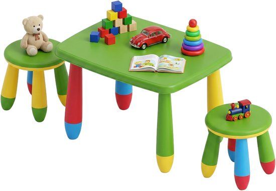 Merkloos Relaxdays Kindertafel met 2 stoeltjes - kunststof