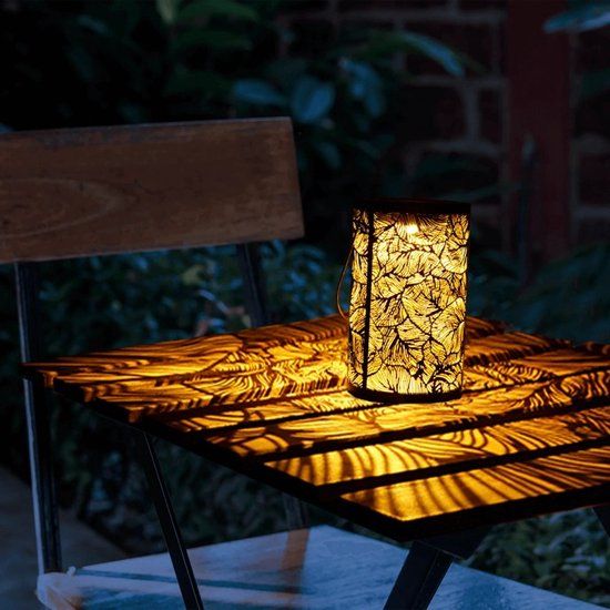 RexTech Solar Tuinverlichting Lantaarn Eron - Zwart - Metaal - Warm Wit Licht - IP44