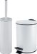 Spirella Set d'accessoires pour salle de bain/toilettes - Brosse WC et poubelle à pédale 3L - métal - blanc ivoire