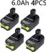 StarTech Ryobi One+ 18V vervangingsaccu, lithium-ion 6Ah, compatibel met P108/P104/P107/RB18L50/RB18L20, wit