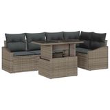 vidaXL Banc de jardin 6 pièces gris poly rotin acier thermolaqué