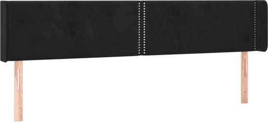 vidaXL Hoofdbord met randen fluweel zwart 203x16x78/88 cm