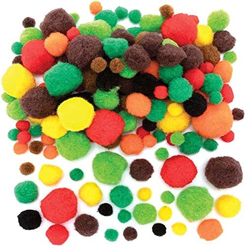 Baker Ross FE620 Woodland gekleurde Pom Poms - set van 256, knutselversiering, knutselspullen voor kinderen, geweldig voor kunst en knutselprojecten voor kinderen