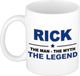 Bellatio Decorations Rick cadeau mok - man myth legend - naam koffiemok / beker - wit en blauw - 300 ml - verjaardag