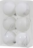 Othmar Decorations Christmas White Satin Combi - 6x kunststof kerstballen - 8 cm - wit