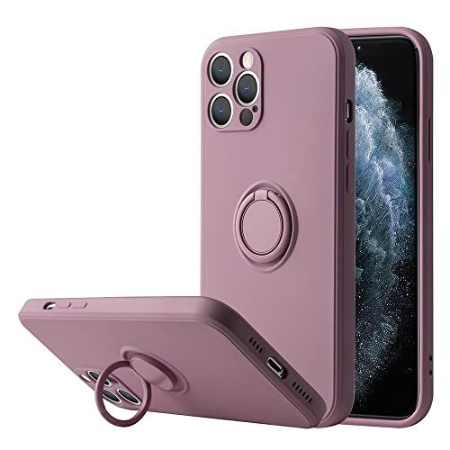MXBXLG Panda MXBXLG Vloeibare Siliconen Vinger Ring Stand Magnetische Houder Beugel Voor iPhone 13 12 11 Pro Max Mini XR XS Max 7 8 Plus SE 2020 Telefoon Case, Cherry BlossomPurple, for iphone 13Pro Max
