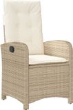 vidaXL Tuinstoel verstelbaar met kussens poly rattan beige