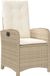 vidaXL Tuinstoel verstelbaar met kussens poly rattan beige