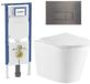 QeramiQ Dely Toiletset - 36.3x51.7cm - Geberit UP720 inbouwreservoir - rimless - diepspoel - zitting - softclose - bedieningsplaat gunmetal - rechthoekige knoppen - mat wit