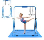 VEVOR Gymnastiekstang voor Kinderen met een Draagvermogen van 63,5 kg, Opvouwbare Gymnastiekstang met Mat, in Hoogte Verstelbare Gymnastiekstang voor Binnen- en Buitentraining, Trainingsapparatuur voor Gymnastiek voor Kinderen Thuis, Blauw