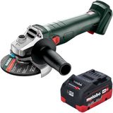 Metabo W 18 7-125 accu-haakse slijper 18 V 125 mm + 1x LiHD-accu 5,5 Ah - zonder oplader