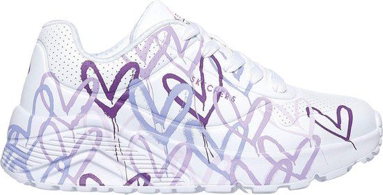 Skechers Uno Lite - Spread The Love Meisjes Sneakers - Wit/Paars - Maat 30
