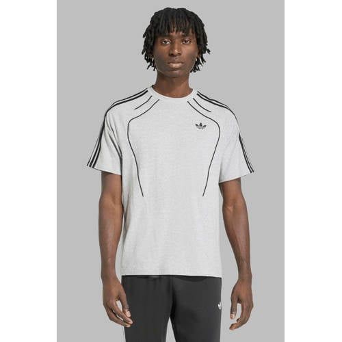 adidas Originals regular fit gestreept T-shirt - grijs