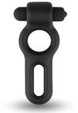 Ring Velv'Or Rooster Drake Double Ring Cock Ring with Vibrating Bullet - Black