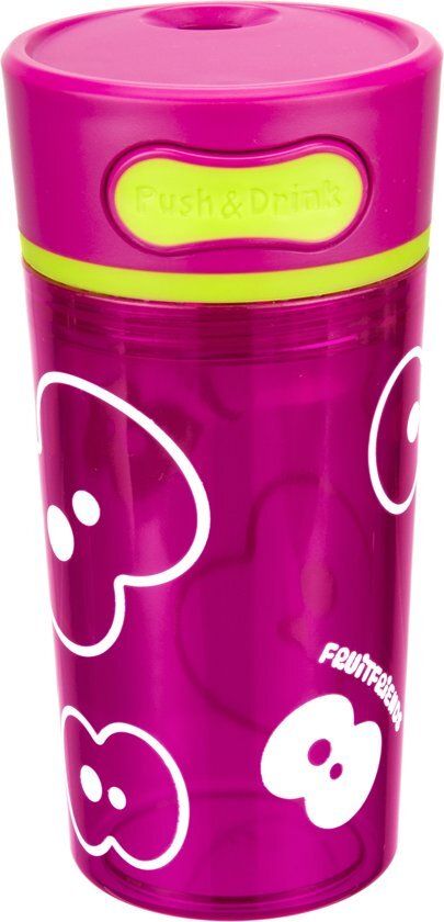 FruitFriends Drinkbeker Push - Kunststof - 300 ml - Pink roze