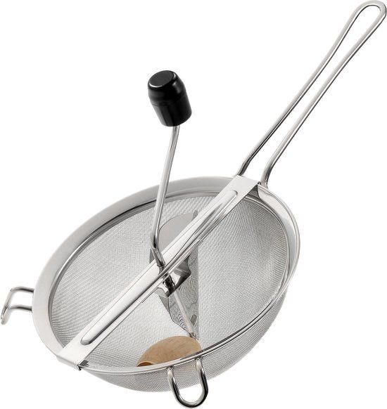 Westmark Passeerzeef, diameter: 20 cm, roestvrij staal/hout, Freches Früchtchen, zilver/zwart