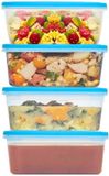 Checkmart Set de 4 boîtes de conservation alimentaires hermétiques avec couvercle à clip, lavable au lave-vaisselle, au micro-ondes et au congélateur, 3 litres, sans BPA