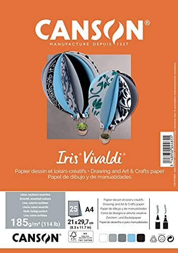 Canson Iris VivaldiA4 Pack van 25 vellen 185 g/m² - verschillende kleuren grijs