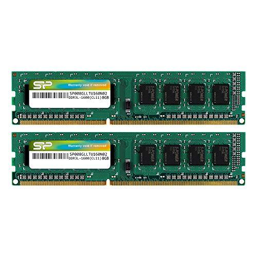 SP Silicon Power Silicon Power DDR3 16 GB (2 x 8 GB) 1600 MHz (PC3 12800) 240-pins CL11 1.35V/1.5V ongebufferde UDIMM PC Computer Desktop Memory Module Ram Upgrade