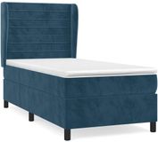 vidaXL Boxspring met matras fluweel donkerblauw 80x200 cm