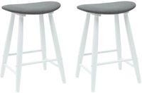 vidaXL Eetstoelen 2 stuks Massief Rubberhout Wit en grijs 46 x 37 x 63 cm