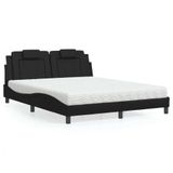 Prolenta Maison Exclusive - Lit « Viana » avec matelas noir 160 x 200 cm en similicuir