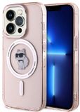 Karl Lagerfeld Serie - iPhone 14 Pro Max Hoes - Luksueus Ontwerp - Compatibel met MagSafe - Roze