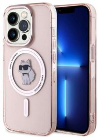 Karl Lagerfeld Serie - iPhone 14 Pro Max Hoes - Luksueus Ontwerp - Compatibel met MagSafe - Roze