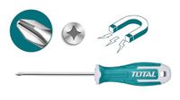 TOTAL - Schroevendraaier met kruiskop 5 mm - PH1 x 100 mm - Ergonomische handgreep van twee materialen - Staal