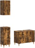 vidaXL - 3-delige badkamerkast set - ALKMAAR - Gerookt eiken - Bewerkt hout