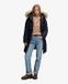 Superdry Fuji Veste à Capuche pour Femme avec Fausse Fourrure - Veste matelassée - Polyamide/Polyester - Bleu Foncé - L