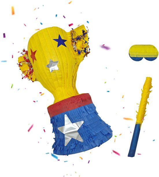 Merkloos / Sans marque Relaxdays Piñata beker - met stok en blinddoek