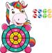 Bol Jeu de fléchettes licorne pour enfants - 8 fléchettes jouets - crochets - idée cadeau filles - 3 ans - 355 cm