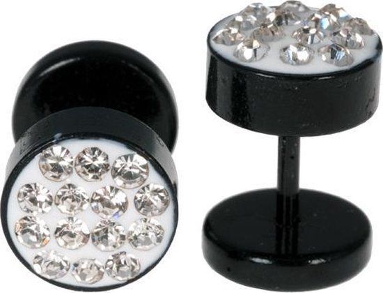 LGT JWLS Lookinggoodtoday Stalen Stud oorbellen Black Chrystal 8mm