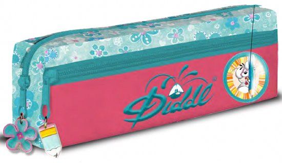 Diddl - etui - pennenzak met siliconen hangertjes - ruim hoofdvak met voorvak en ritssluiting - Diddl in turquoise