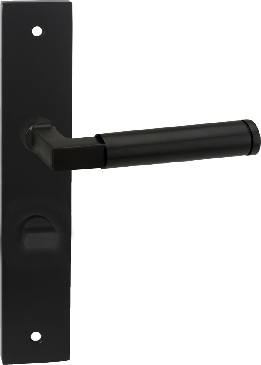 Impresso binnendeurbeslag Aston - Vierkant deurschild met schroef en toiletsluiting - Aluminium - Zwart