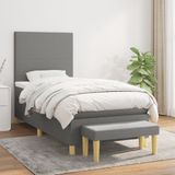 vidaXL Boxspring met matras stof donkergrijs 90x190 cm