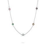 Tamaris sieraden voor dames, halsketting van roestvrij staal met verschillende gekleurde zirkoniastenen, zomerlook om te combineren, waterdicht, Roestvrij staal, Geen edelsteen