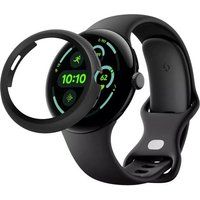 Phonillico® Hoes compatibel met Google Pixel Watch 3 - 45 mm - Harde hoesbescherming zwart scherm gehard glas