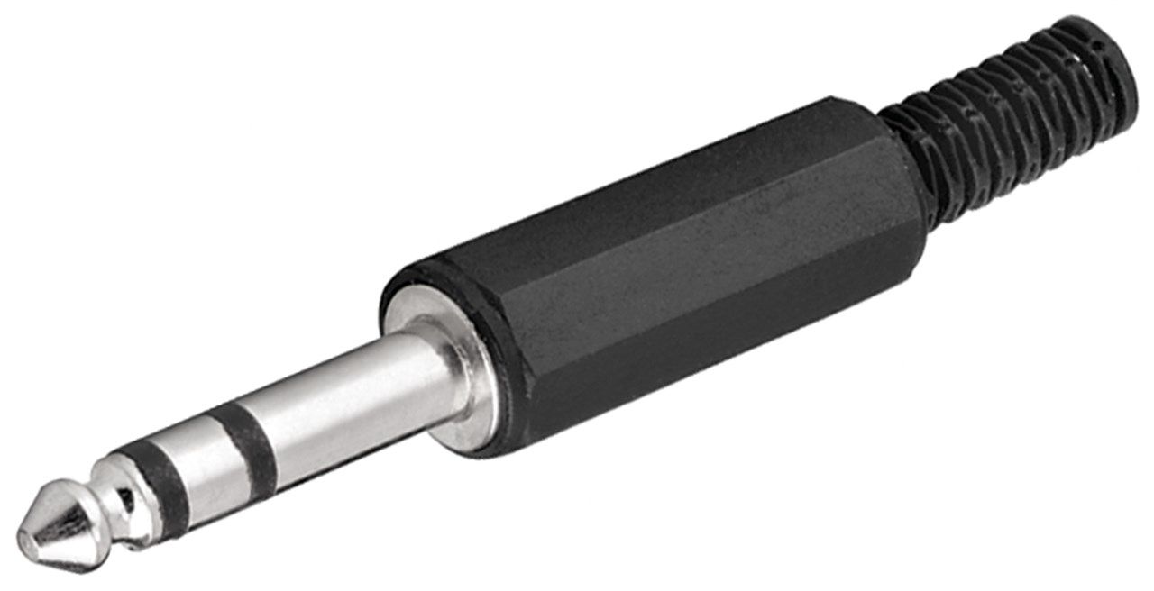 Goobay 6.35mm Jack Connector - Black/Silver - Male - Straight - Plastic - 10 Pack