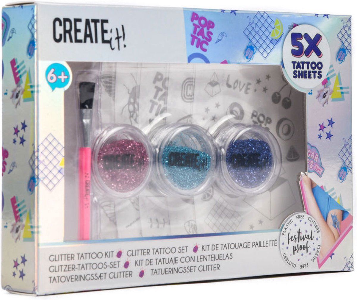 Create it! Poptastic Body Glitter Tattoo Set - Multi