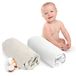 Dreamzie Hoeslaken 70x140 (x2) - 100 procent Oeko Tex Gecertificeerd Katoen - Hoeslaken 70x140 Baby - Wit en Beige