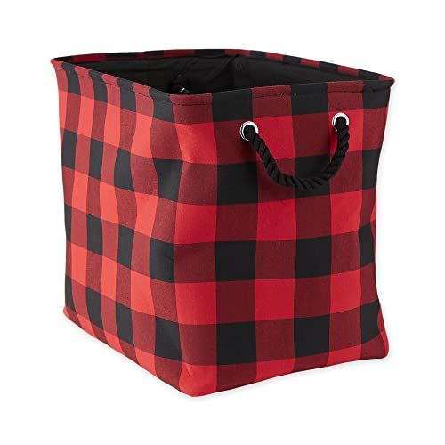 DII Polyester Storage Bins, Red Buffalo Check