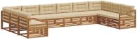 vidaXL Hoek loungeset 10-zits Massief Acacia Hout Natuurlijk en Beige
