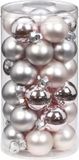 Inge-glas Inge's Christmas Decor Gmbh 60x stuks kleine glazen kerstballen lichtroze 4 cm