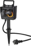 Buitenstopcontact Hama Buitenstopcontact 2-voudig, met schakelklok en bodempen, weerbestendig IP44