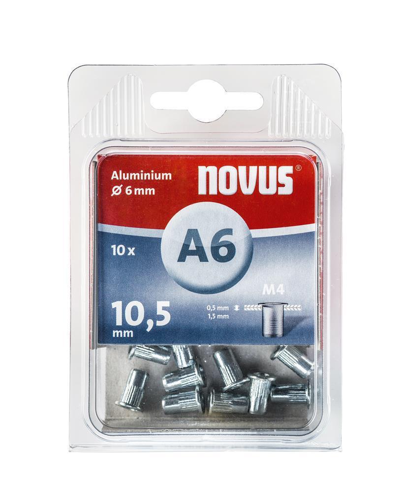 Novus Blindklinkmoer M4 X 10,5mm, Alu S, 10 st. - 045-0041