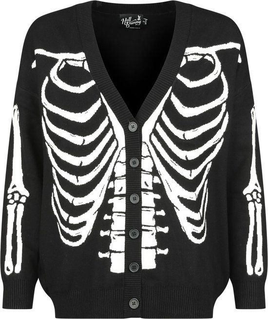 Hell Bunny Skeleton Cardigan Cardigan zwart-wit