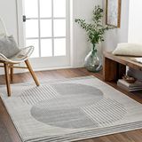 Surya Mombasa Vloerkleed voor woonkamer, boho, groot tapijt voor slaapkamer, 160 x 216 cm, vloerkleed voor eetkamer met geometrisch patroon, Scandinavisch woonkamertapijt, modern in crème, grijs en